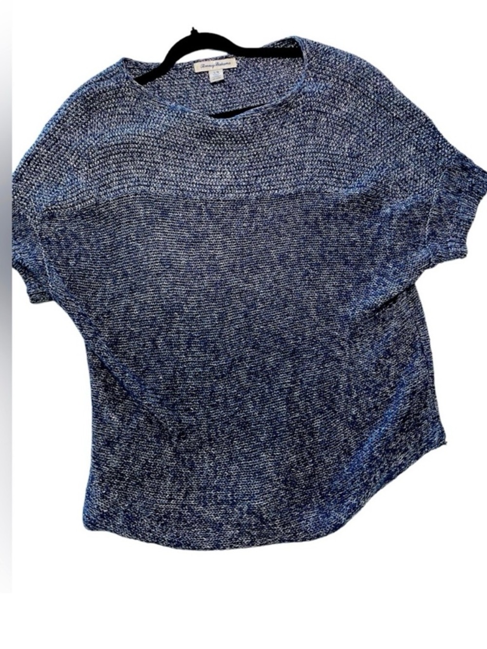 Tommy Bahama Navy Cotton Short Sleeve Sweater, Large